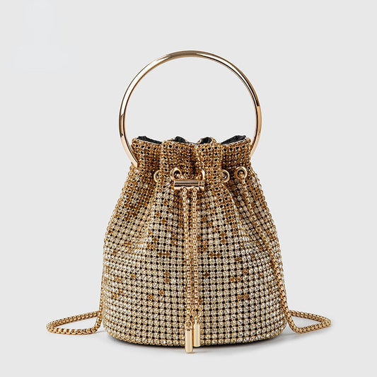 Crystal Rhinestone Bucket Bag – Glamorous Top Handle and Crossbody Bag - Maison Quin