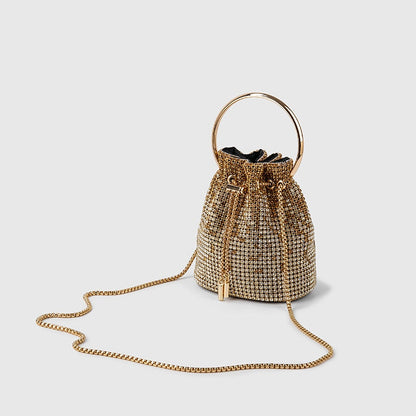 Crystal Rhinestone Bucket Bag – Glamorous Top Handle and Crossbody Bag - Maison Quin