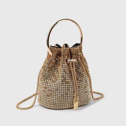 Crystal Rhinestone Bucket Bag – Glamorous Top Handle and Crossbody Bag - Maison Quin